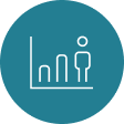 rising bar chart with a cartoon human as the tallest bar